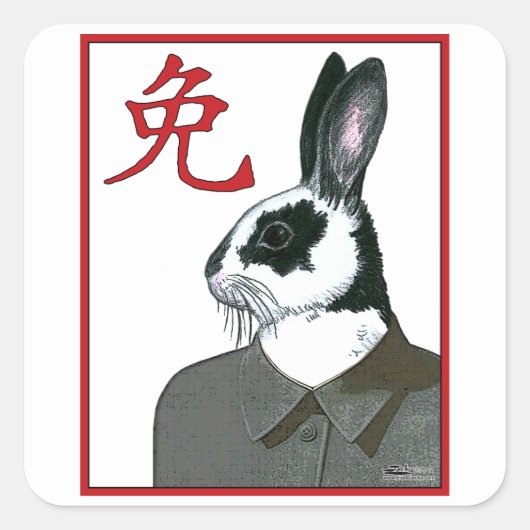 Party Rabbit Vierkante Sticker (Voorkant)