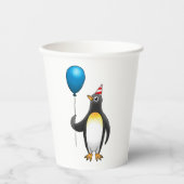 Party Ready Penguin met een ballon Papieren Bekers (Voorkant)