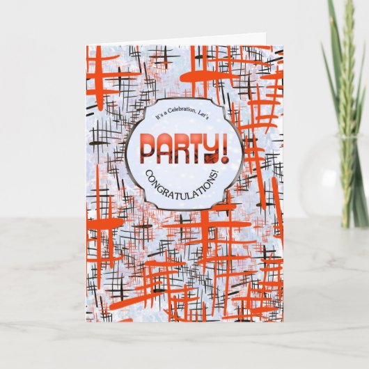 Party! Retro Modern Congratulations Card Kaart (Voorkant)