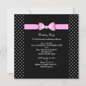 Party roze Bow Black White Polka Dots Kaart (Achterkant)