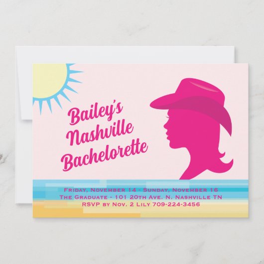 Party Roze Nashville Weekend Bachelorette Kaart (Voorkant)