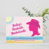 Party Roze Nashville Weekend Bachelorette Kaart (Staand voorkant)