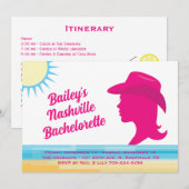 Party Roze Nashville Weekend Bachelorette wit Kaart (Voorkant / Achterkant)