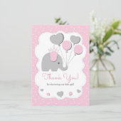 Party roze olifant Baby shower Girl Bedankkaart (Staand voorkant)