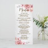 Party Roze Waterverf Flowers Glanzende Glitter Menu (Staand voorkant)