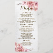 Party Roze Waterverf Flowers Glanzende Glitter Menu (Voorkant)