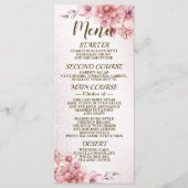 Party Roze Waterverf Flowers Glanzende Glitter Menu (Voorkant)