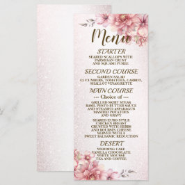 Party Roze Waterverf Flowers Glanzende Glitter Menu