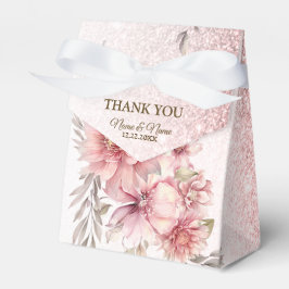 Party Roze Waterverf Flowers Glanzende Glitter Mod Bedankdoosjes