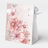 Party Roze Waterverf Flowers Glanzende Glitter Mod Bedankdoosjes (Achterkant)