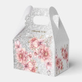 Party Roze Waterverf Flowers Glanzende Glitter Mod Bedankdoosjes (Achterkant)