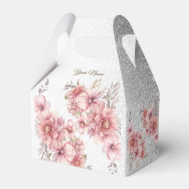 Party Roze Waterverf Flowers Glanzende Glitter Mod Bedankdoosjes