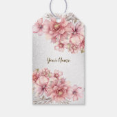 Party Roze Waterverf Flowers Glanzende Glitter Mod Cadeaulabel (Voorkant)