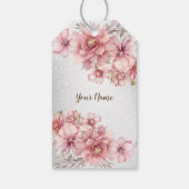 Party Roze Waterverf Flowers Glanzende Glitter Mod Cadeaulabel (Achterkant)