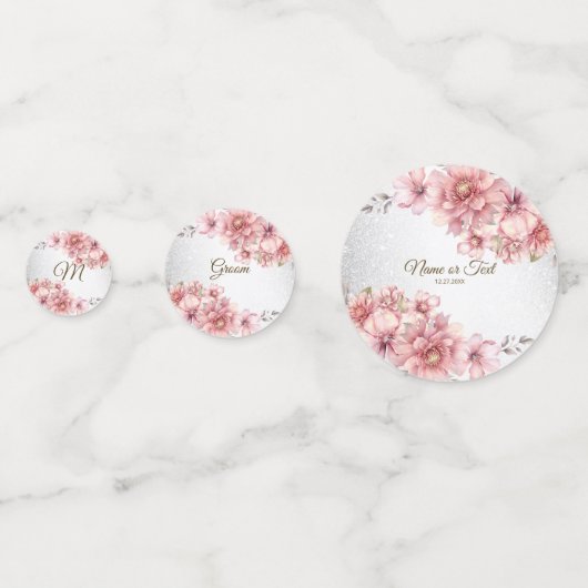 Party Roze Waterverf Flowers Glanzende Glitter Mod Confetti (Achterkanten)