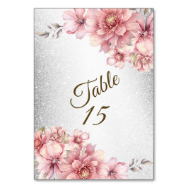 Party Roze Waterverf Flowers Glanzende Glitter Mod Kaart