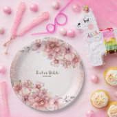 Party Roze Waterverf Flowers Glanzende Glitter Mod Papieren Bordje (Feest)