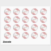 Party Roze Waterverf Flowers Glanzende Glitter Mod Ronde Sticker (Vel)