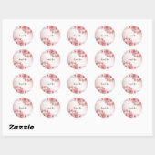 Party Roze Waterverf Flowers Glanzende Glitter Mod Ronde Sticker (Vel)