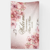 Party Roze Waterverf Flowers Glanzende Glitter Mod Spandoek (Verticaal)