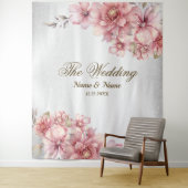 Party Roze Waterverf Flowers Glanzende Glitter Mod Wandkleed (In situ)