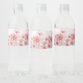 Party Roze Waterverf Flowers Glanzende Glitter Mod Waterfles Etiket (Flessen)