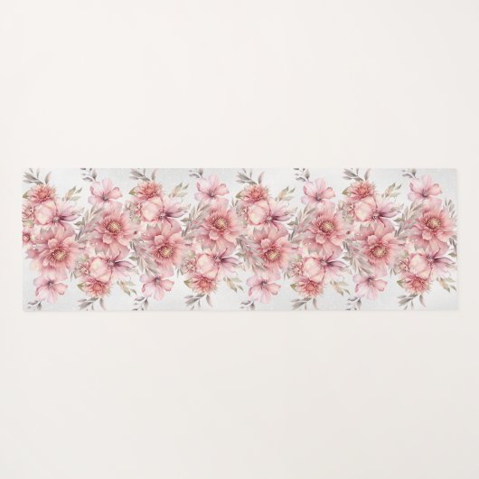 Party Roze Waterverf Flowers Glanzende Glitter Mod Yogamat (Achterkant (horizontaal))