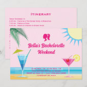 Party Roze Zomertijd Strand Weekend Bachelorette Kaart (Voorkant / Achterkant)