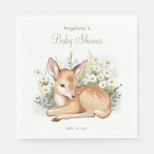 Party servetten voor baby shower met schattige faw (Voorkant)