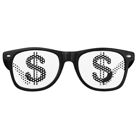 Party Shades Dollar Tekens Retro Zonnebril (Voorkant)