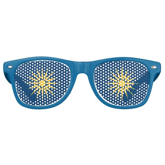 Party Shades Sunglasses with flag of Macedonia Retro Zonnebril (Voorkant)