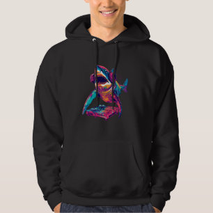 Party Shark Disco DJ met hoofdtelefoon draaitafel  Hoodie