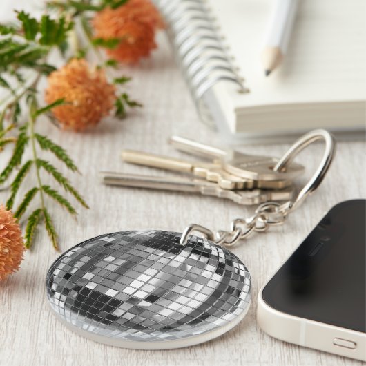 Party Silver Disco Ball Sleutelhanger (Voorkant Rechts)