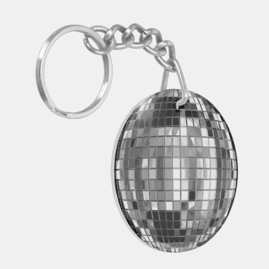 Party Silver Disco Ball Sleutelhanger (Voorkant Links)