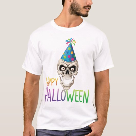 Party Skull met kleurrijke Halloween T-shirt (Voorkant)