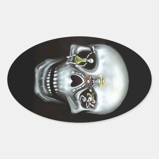 Party Skull Ovale Sticker (Voorkant)