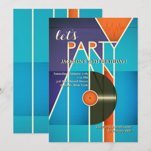 Party Sounds Uitnodiging (Voorkant / Achterkant)