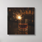 Party Sparkler In a Glass Of Whiskey Canvas Afdruk (Voorkant)
