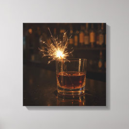 Party Sparkler In a Glass Of Whiskey Canvas Afdruk