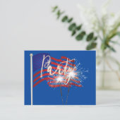 Party Sparklers op uitnodiging Amerikaanse vlag (Staand voorkant)