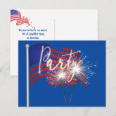 Party Sparklers op uitnodiging Amerikaanse vlag (Voorkant / Achterkant)