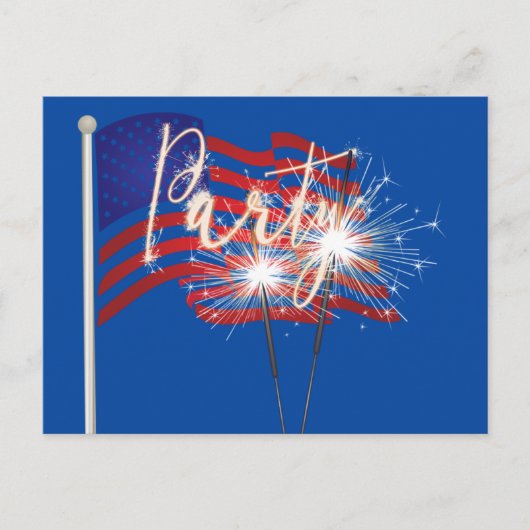 Party Sparklers op uitnodiging Amerikaanse vlag (Voorkant)
