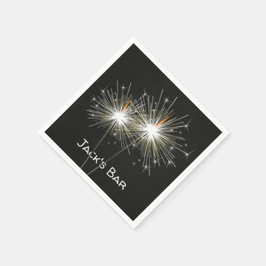 Party Sparklers op zwart leer Servet (Hoek)