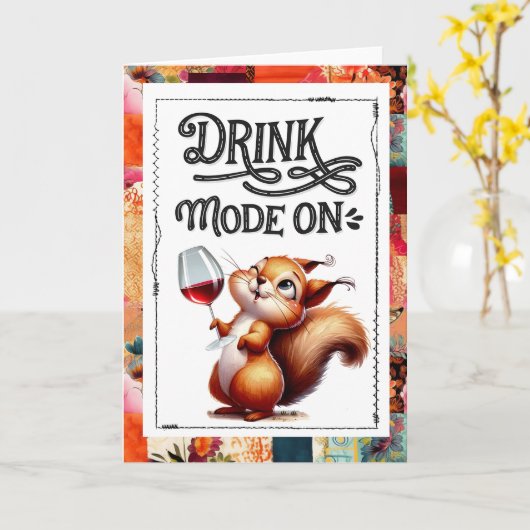 Party Squirrel Drinking Game Adult Humor Kaart (Gele Bloem)