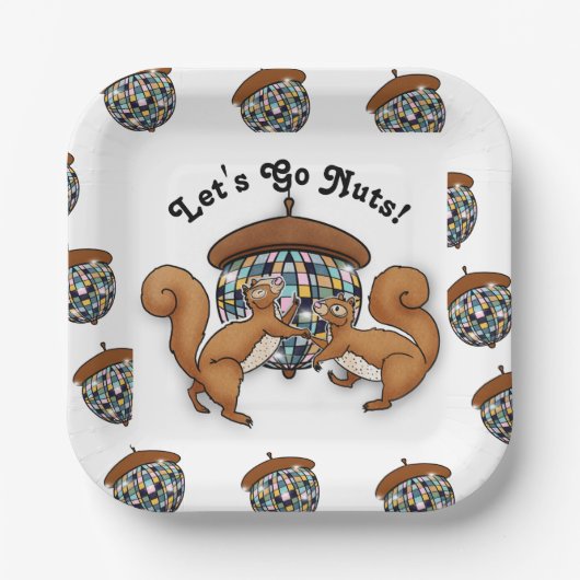 Party Squirrels Let's Go Nuts Papieren Bordje (Voorkant)