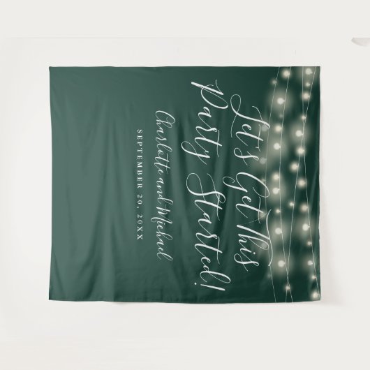 Party Started Lights Smaragdgroene foto achtergron Wandkleed (Voorkant (horizontaal))