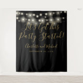 Party Started Lights Zwart en Goud Foto Achtergron Wandkleed (Voorkant)