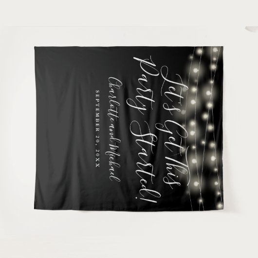 Party Started Lights Zwart Wit Foto Achtergrond Wandkleed (Voorkant (horizontaal))