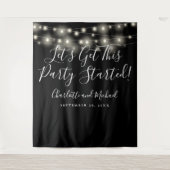 Party Started Lights Zwart Wit Foto Achtergrond Wandkleed (Voorkant)