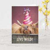 Party Steer Live Wild Verjaardag Kaart (Gele Bloem)